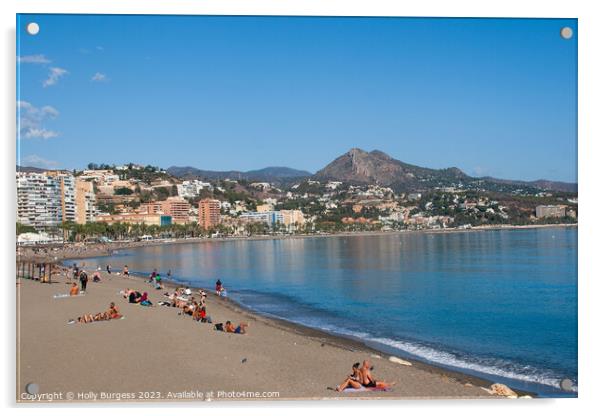 Beach of Malaga spain Acrylic by Holly Burgess