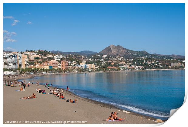 Beach of Malaga spain Print by Holly Burgess