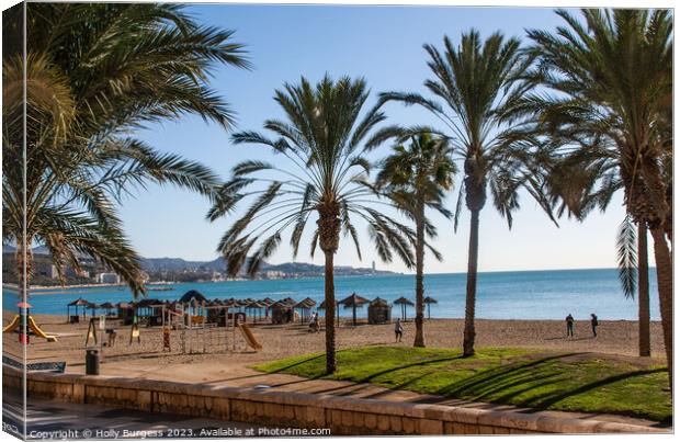 Malaga beach Costa Del Sol  Canvas Print by Holly Burgess