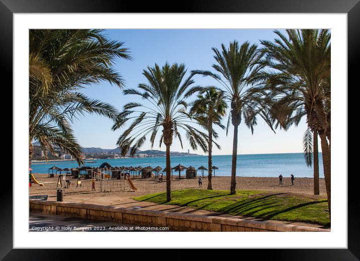 Malaga beach Costa Del Sol  Framed Mounted Print by Holly Burgess
