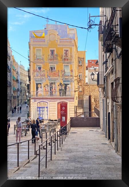 Narrow Street in Tarragona  Framed Print by Holly Burgess