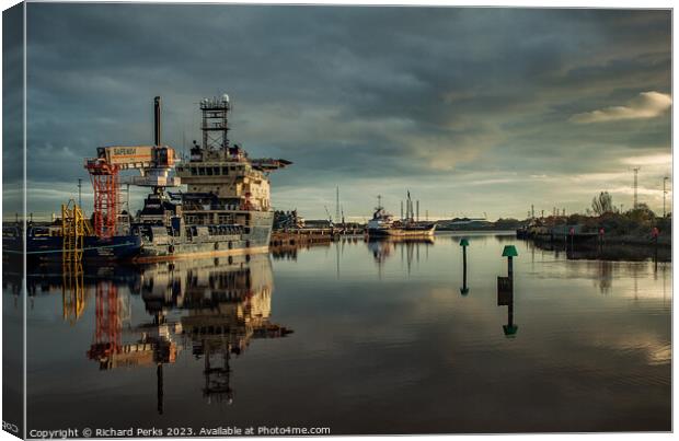 Ships on the River Tees Canvas Print by Richard Perks