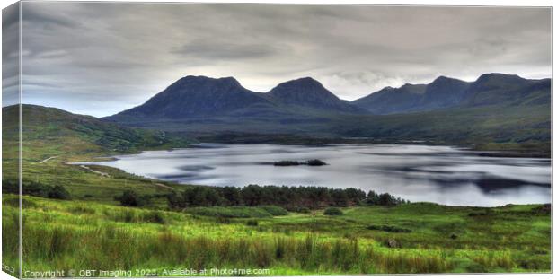 Loch Bad a Ghaill & Coigach Mountains Scotland West Highlands Canvas Print by OBT imaging