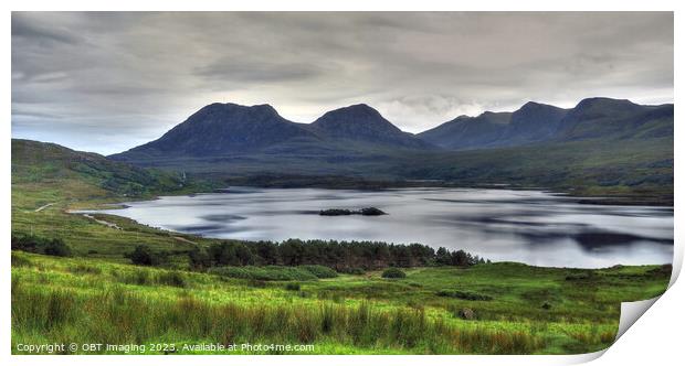 Loch Bad a Ghaill & Coigach Mountains Scotland West Highlands Print by OBT imaging