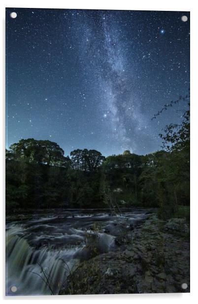 Aysgarth Falls and the Milky Way Acrylic by Pete Collins