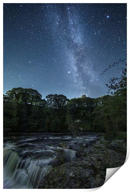 Aysgarth Falls and the Milky Way Print by Pete Collins