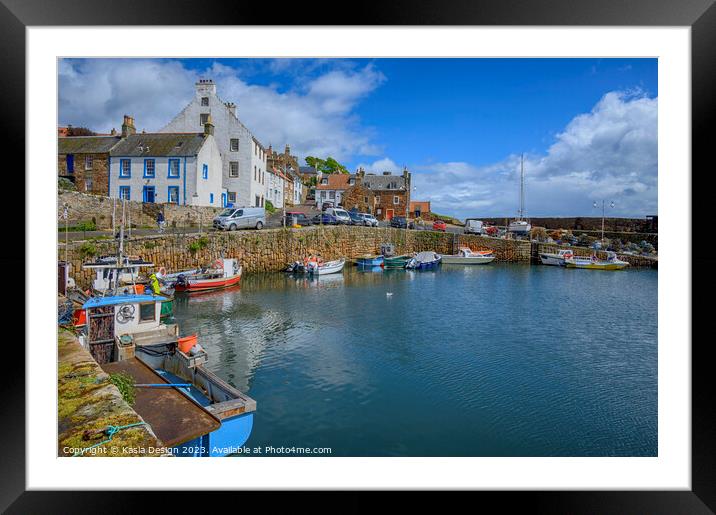 Charming Crail Harbour Framed Mounted Print by Kasia Design