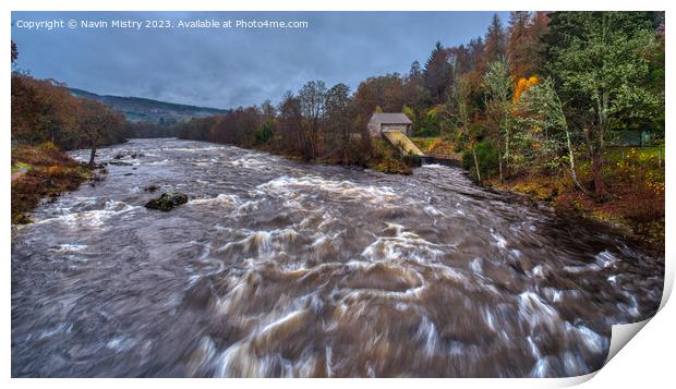 Rapids of River Tay at Grandtully Print by Navin Mistry