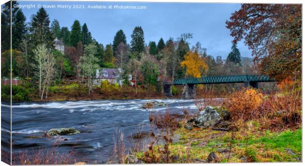 A view of the River Tay at Grandtully, Perthshire Canvas Print by Navin Mistry
