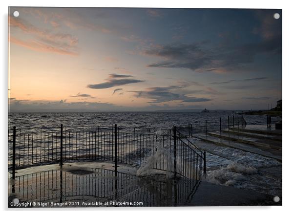 Clevedon Seafront Sunset Acrylic by Nigel Bangert