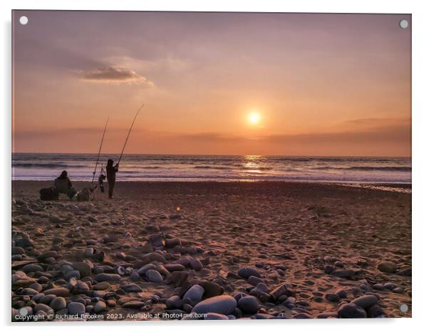 Fishing For Gold Cornwall Acrylic by Richard Brookes