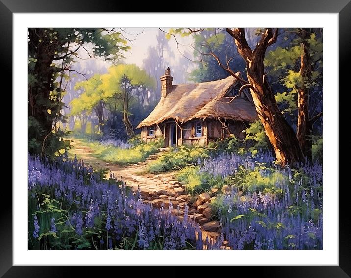 Bluebell Woods Cottage Framed Mounted Print by Steve Smith