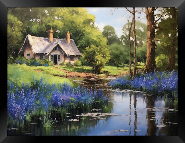 Bluebell Woods Cottage Framed Print by Steve Smith