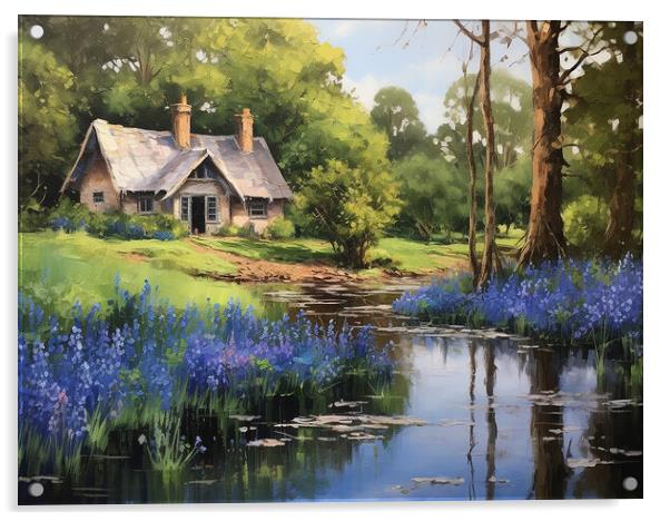 Bluebell Woods Cottage Acrylic by Steve Smith