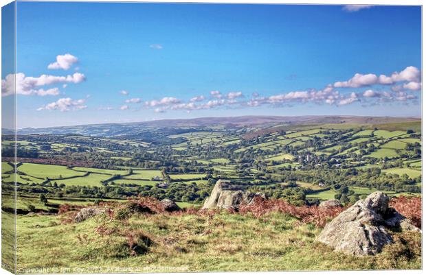 Widecombe Valley Bell Tor Dartmoor  Canvas Print by Jim Key