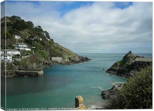 Polperro Harbour Entrance Cornwall Canvas Print by Richard Brookes