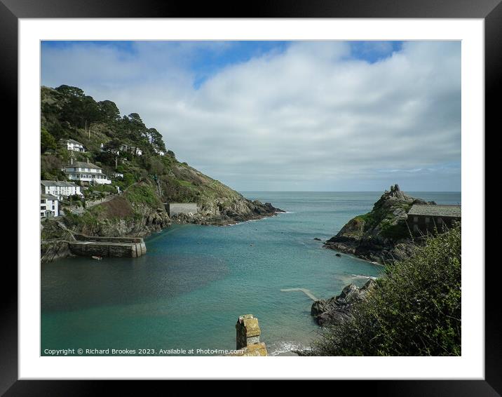 Polperro Harbour Entrance Cornwall Framed Mounted Print by Richard Brookes