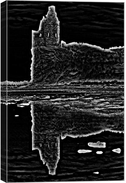 Greenan Castle and reflection (Abstract)  Canvas Print by Allan Durward Photography