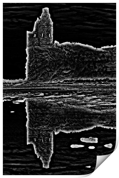 Greenan Castle and reflection (Abstract)  Print by Allan Durward Photography