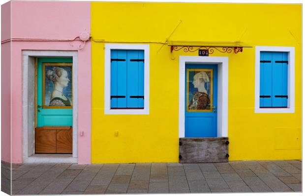 Burano, Venice lagoon - yellow house Canvas Print by Olga Peddi