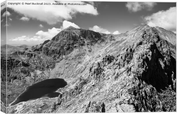 Crib Goch Mountain to Snowdon Black and White Canvas Print by Pearl Bucknall