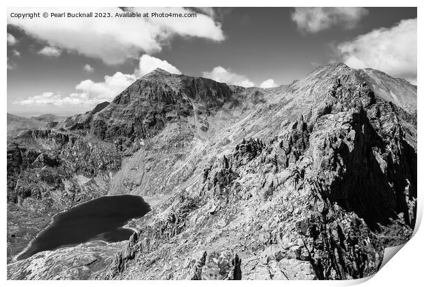 Crib Goch Mountain to Snowdon Black and White Print by Pearl Bucknall