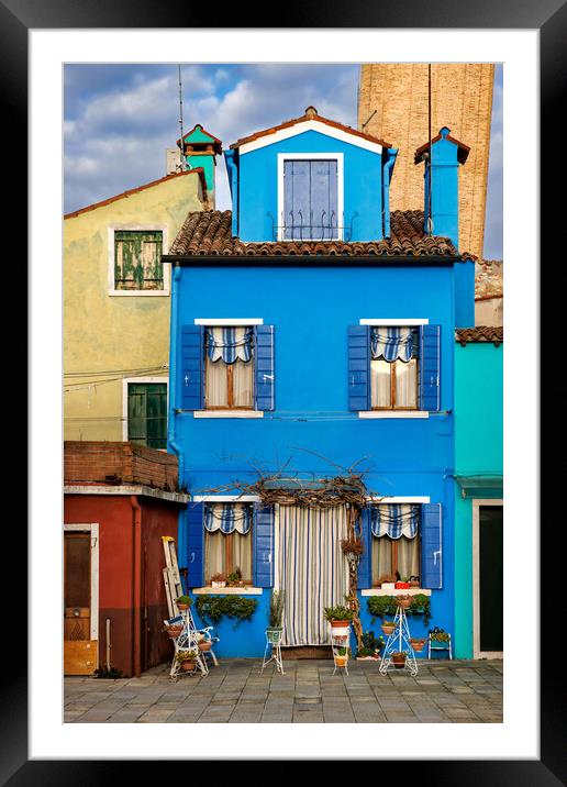 Beautiful colorful houses of Burano, Venice, Italy Framed Mounted Print by Olga Peddi