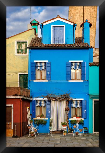 Beautiful colorful houses of Burano, Venice, Italy Framed Print by Olga Peddi
