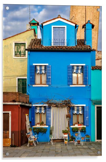 Beautiful colorful houses of Burano, Venice, Italy Acrylic by Olga Peddi