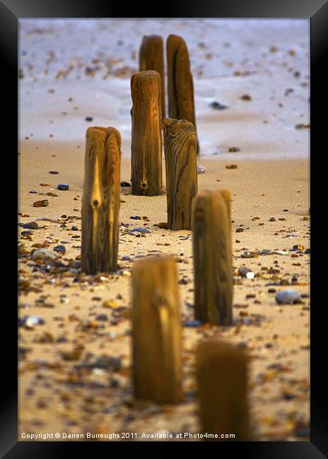 Posts Exposed On Beach Framed Print by Darren Burroughs