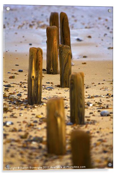 Posts Exposed On Beach Acrylic by Darren Burroughs