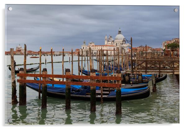  Gondolas on Grand Canal. Venice, Italy Acrylic by Olga Peddi