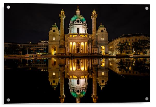Vienna's Karlskirche Acrylic by Suppakij Vorasriherun