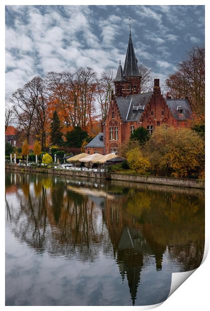 Beautiful view of Brugge, Belgium Print by Olga Peddi