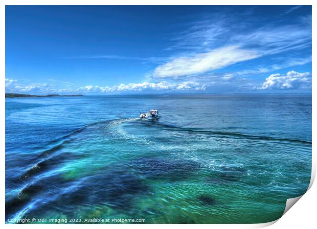 Hopeman Bay Morayshire North East Scotland Speed Boat Round The Bay  Print by OBT imaging