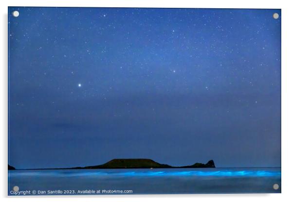 Bioluminescent Plankton at Rhossili Bay, Gower, Wales Acrylic by Dan Santillo