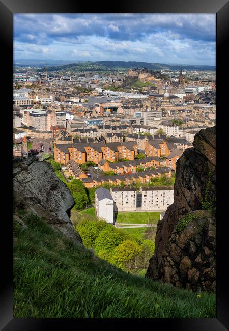 Edinburgh From Salisbury Crags Cliff Framed Print by Artur Bogacki