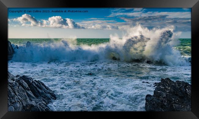 Crashing Waves in Manarola Framed Print by Ian Collins