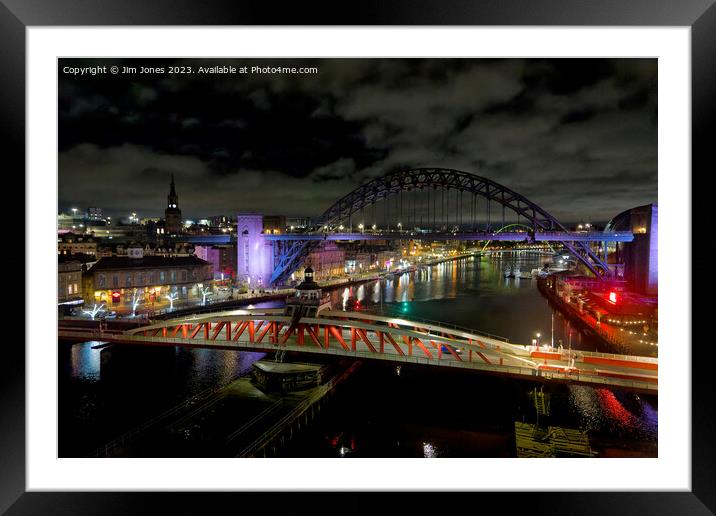 The River Tyne at night Framed Mounted Print by Jim Jones