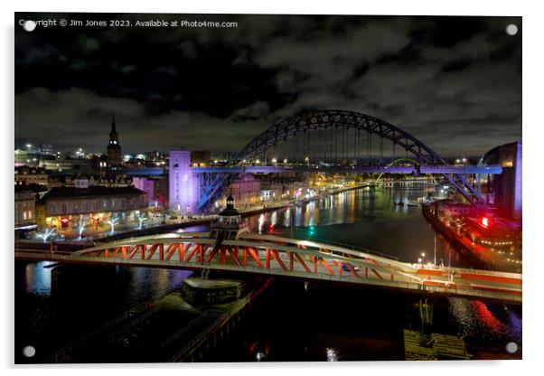 The River Tyne at night Acrylic by Jim Jones