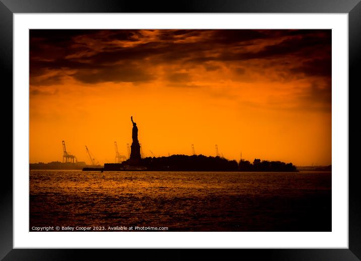 Statue Of Liberty silhouette Framed Mounted Print by Bailey Cooper