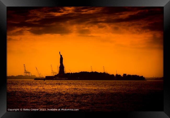 Statue Of Liberty silhouette Framed Print by Bailey Cooper
