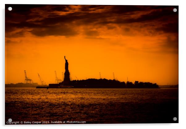 Statue Of Liberty silhouette Acrylic by Bailey Cooper