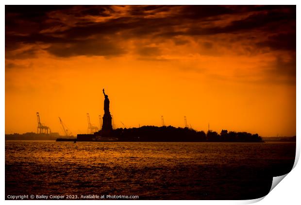 Statue Of Liberty silhouette Print by Bailey Cooper