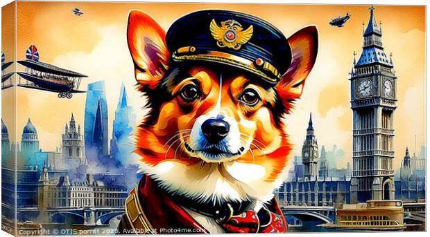 STEAMPUNK CHIHUAHUA-FLIGHT OVER LONDON 8 Canvas Print by OTIS PORRITT