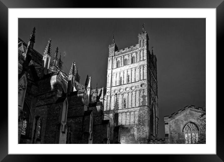 Exeter Cathedral at Night   Framed Mounted Print by Darren Galpin