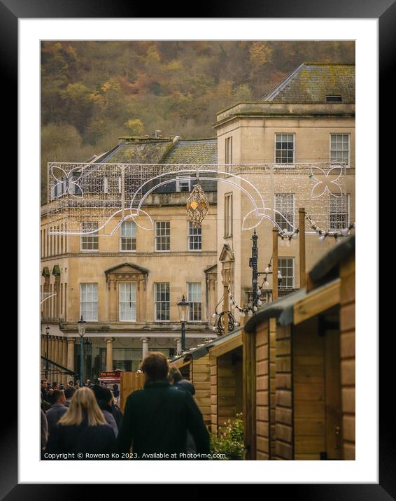 Christmas Market on Union Street in cotswold city Bath Framed Mounted Print by Rowena Ko