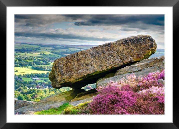 Ilkley Moor Boulder Stone Framed Mounted Print by Alison Chambers
