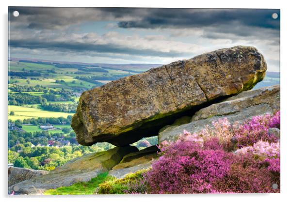 Ilkley Moor Boulder Stone Acrylic by Alison Chambers