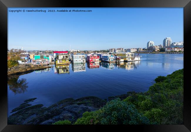 Colored Houses on Vancouver Island's Shore Framed Print by rawshutterbug 